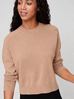 Aritzia The Group Babaton Luxe Cashmere Crew Sweater Camel Tan Size XS